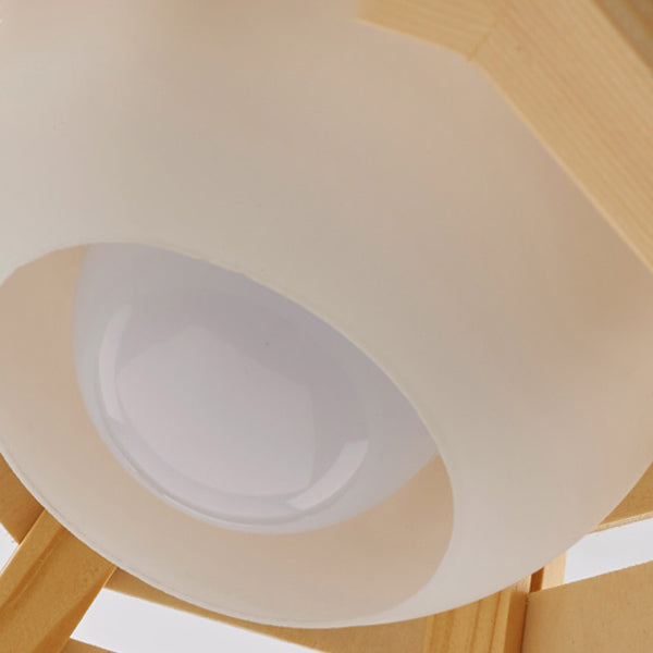 Pyramid Shape Hanging Lighting Modern Style Wood 1 Light Pendant Lamp for Dining Room