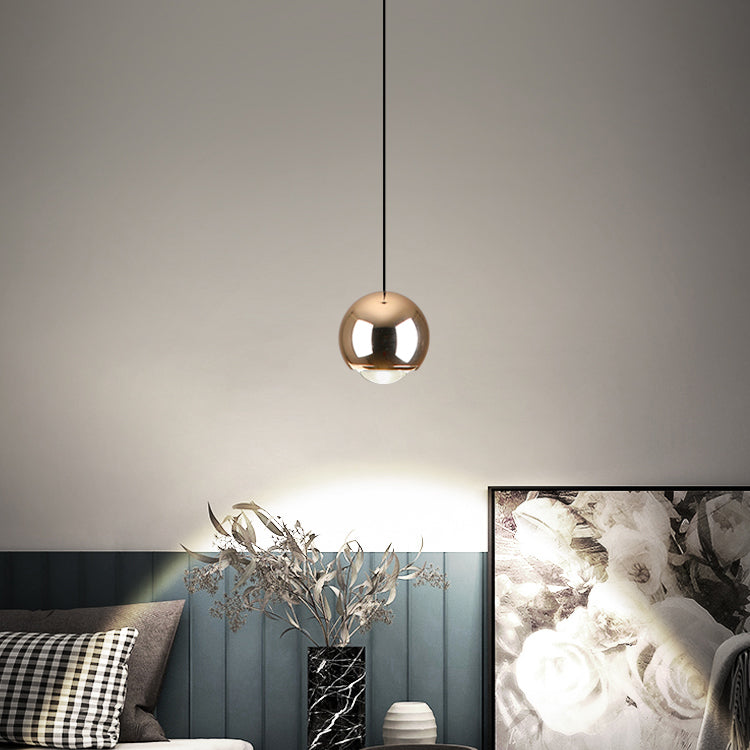 Modern Style Spherical Shape Hanging Light Metal 1 Light Pendant Lamp for Bedroom