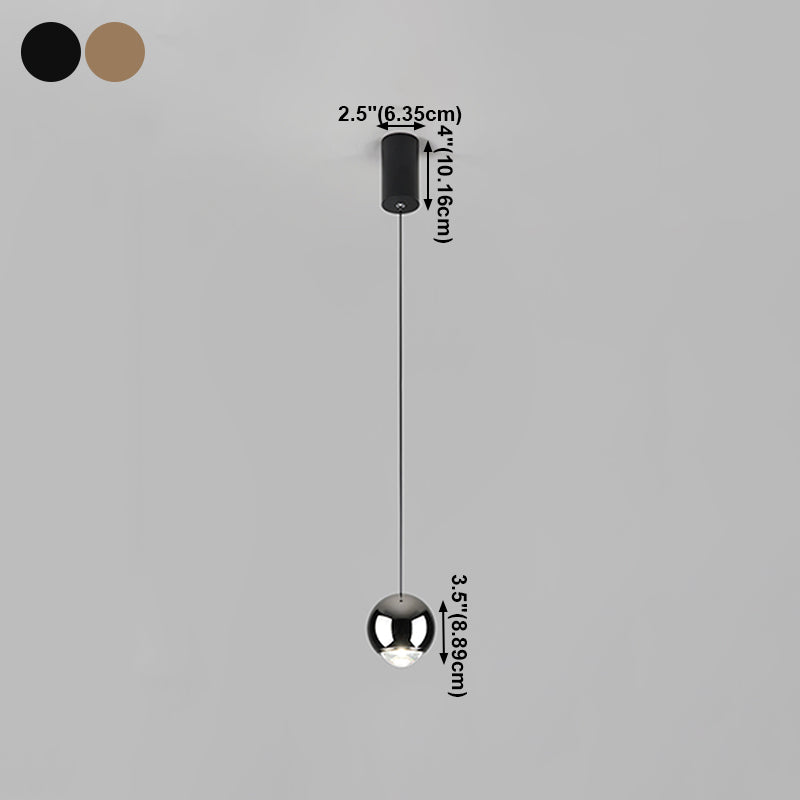 Modern Style Spherical Shape Hanging Light Metal 1 Light Pendant Lamp for Bedroom