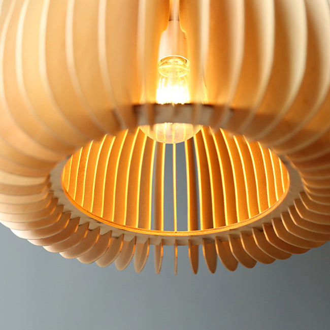 Wood Nordic Modern Pendant Light 1-Light Hanging Ceiling Light for Hallway