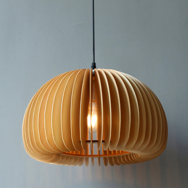 Wood Nordic Modern Pendant Light 1-Light Hanging Ceiling Light for Hallway