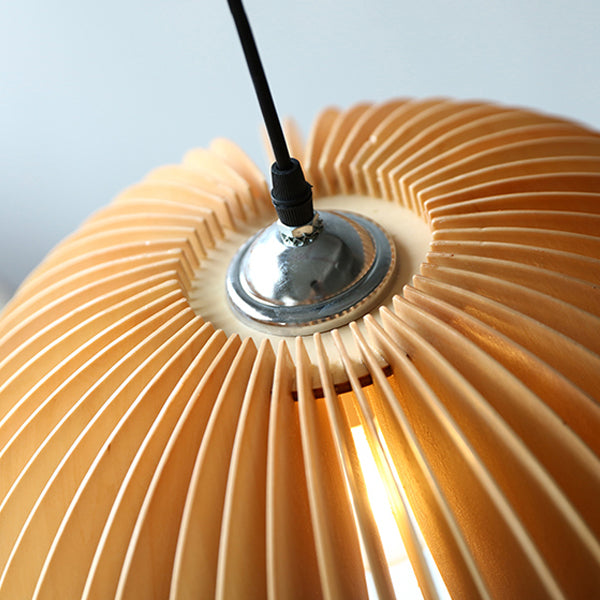 Wood Nordic Modern Pendant Light 1-Light Hanging Ceiling Light for Hallway