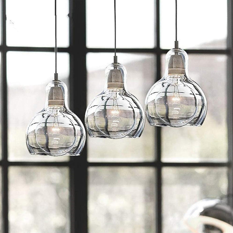 Modern Creative Geometric Pendant Light Wrought Iron Indoor Hanging Lamp with Glass Shade