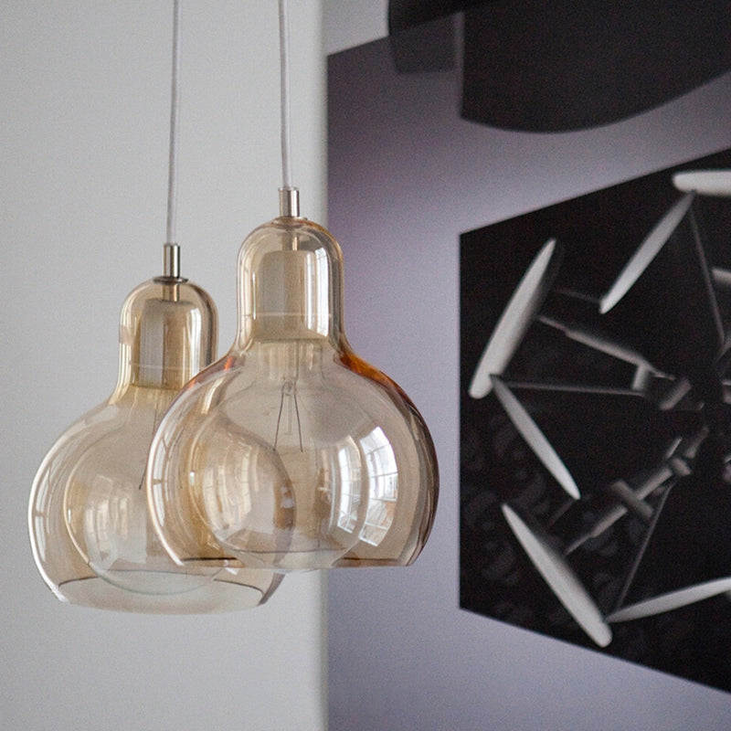 Modern Creative Geometric Pendant Light Wrought Iron Indoor Hanging Lamp with Glass Shade