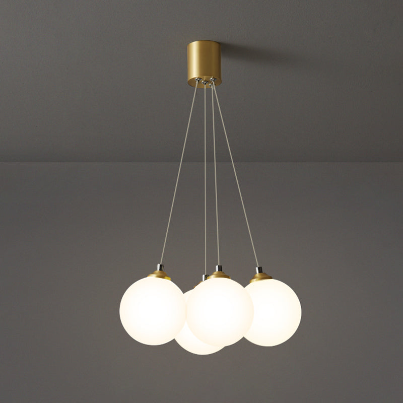 Moderne modische Globus Hanging Lampe Kupfer Innenheizlicht mit weißem Glasschatten