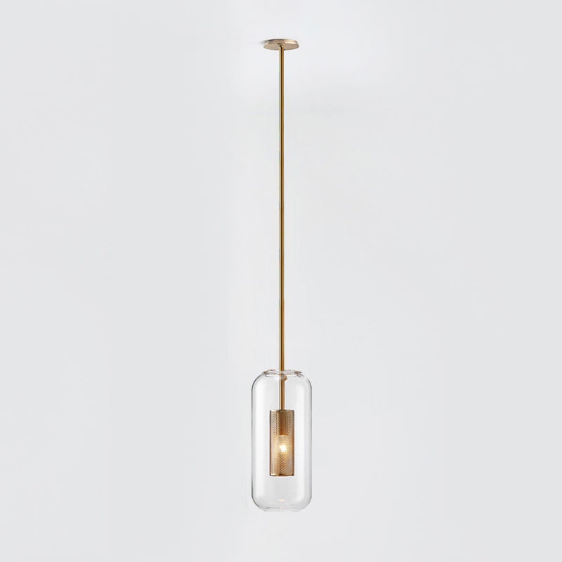 Pendre cylindrique concise moderne Lampe de suspension simple en fer forgé avec une teinte en verre