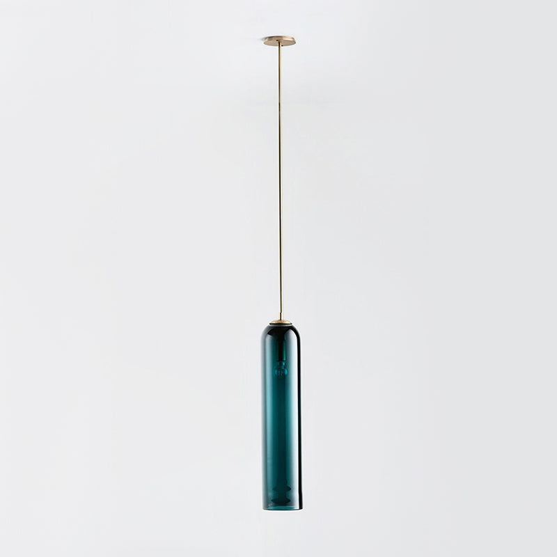 Pendre cylindrique concise moderne Lampe de suspension simple en fer forgé avec une teinte en verre