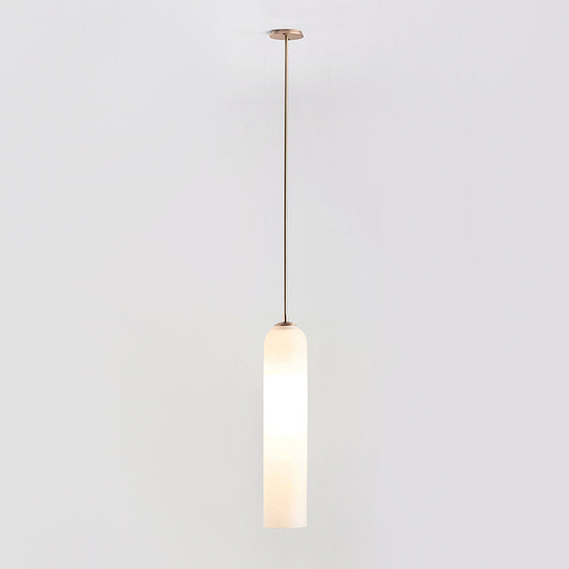 Pendre cylindrique concise moderne Lampe de suspension simple en fer forgé avec une teinte en verre