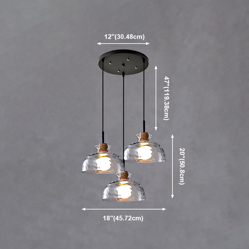 Lampe de suspension noire en verre d'ondulation dans un style artistique moderne en fer forgé