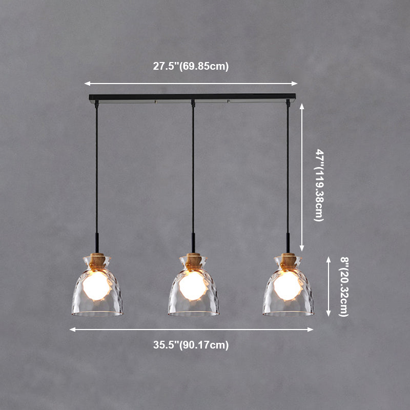 Lampe de suspension noire en verre d'ondulation dans un style artistique moderne en fer forgé