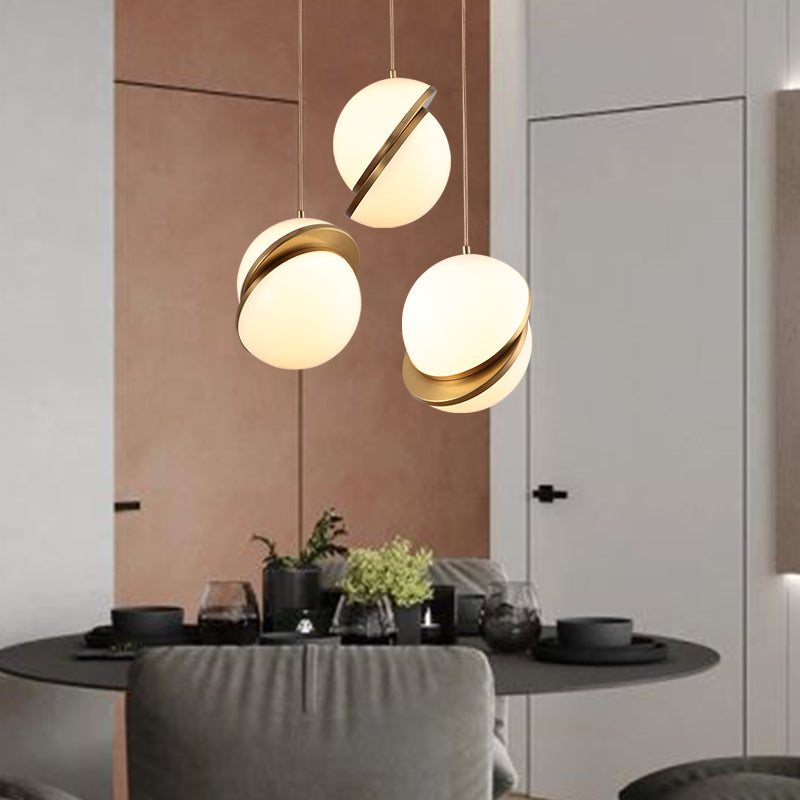 Lampe suspendue en bronze en acrylique dans un style artistique moderne électroplate Copper Globe Pendant Light