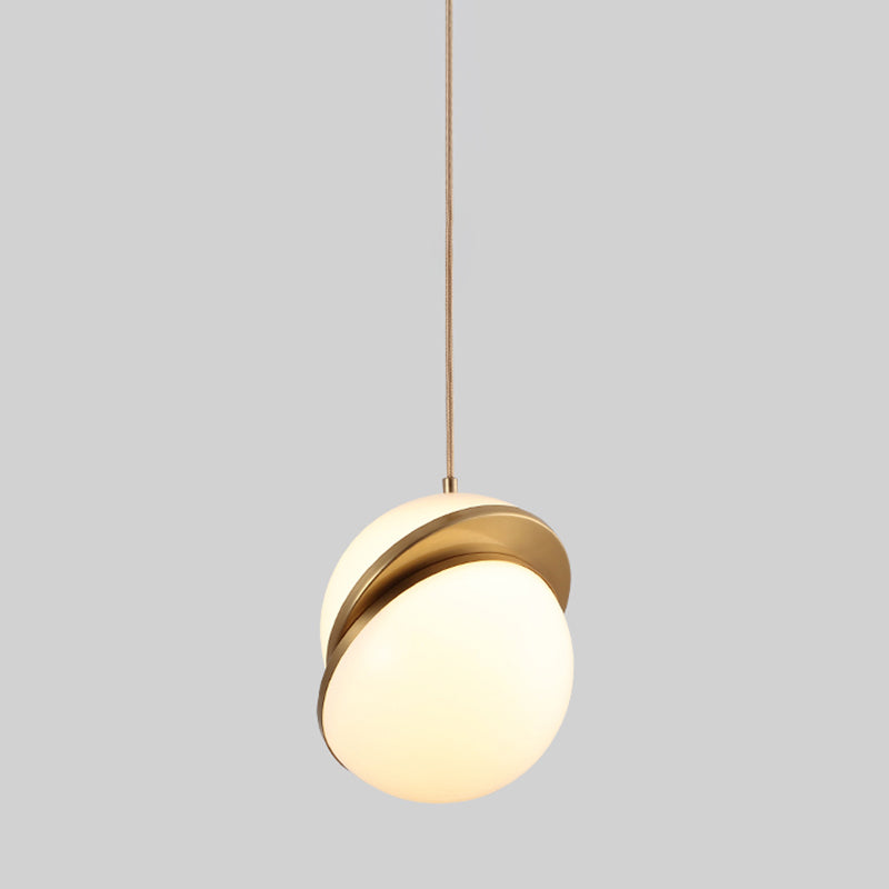 Lampe suspendue en bronze en acrylique dans un style artistique moderne électroplate Copper Globe Pendant Light
