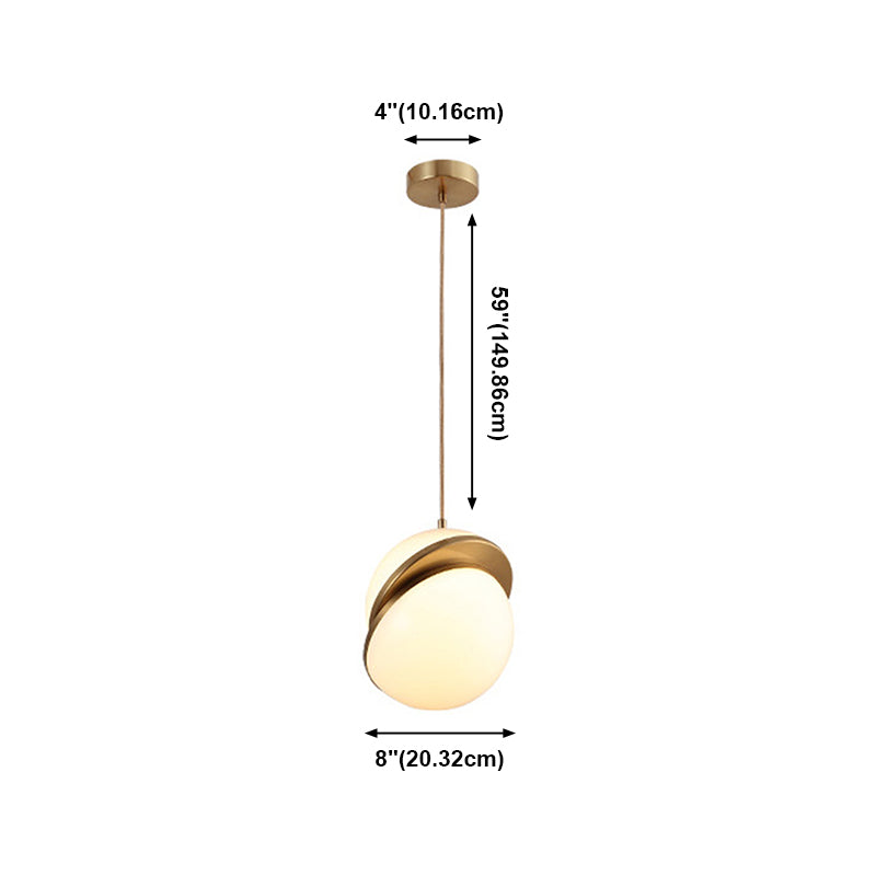 Lampe suspendue en bronze en acrylique dans un style artistique moderne électroplate Copper Globe Pendant Light