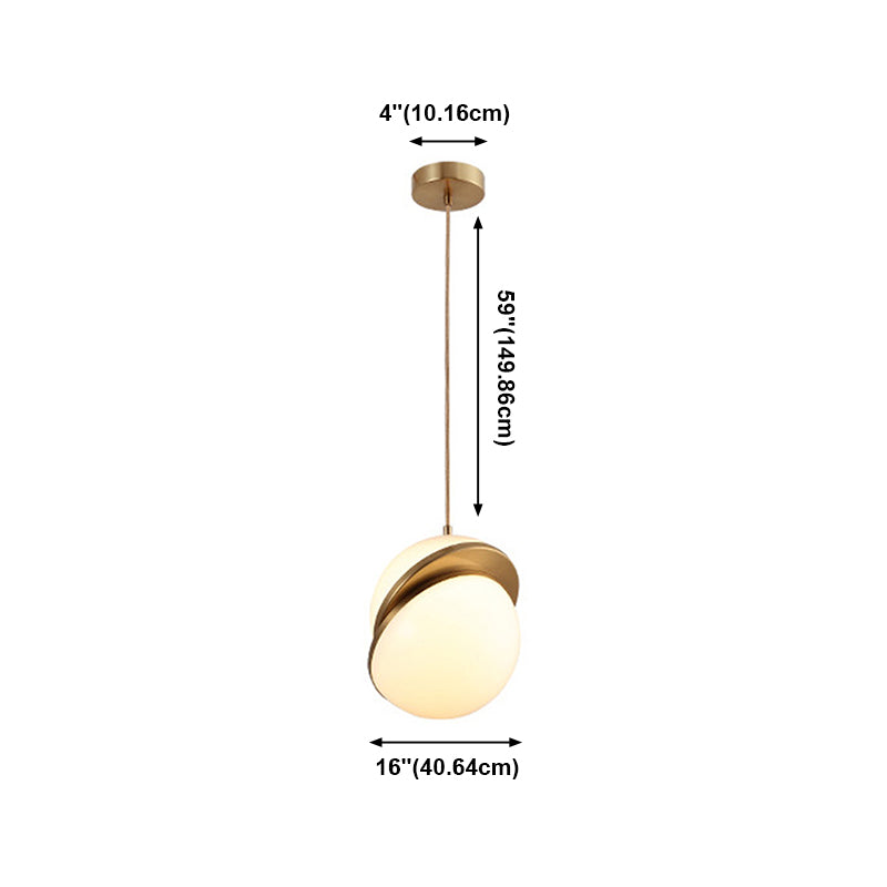 Lampe suspendue en bronze en acrylique dans un style artistique moderne électroplate Copper Globe Pendant Light