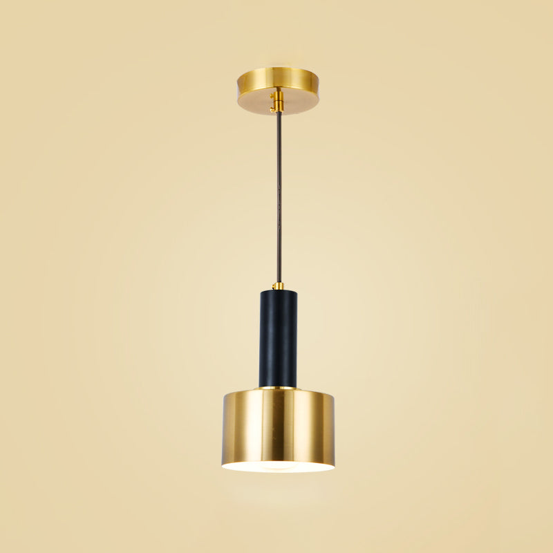 Modern Artistic Cylindrical Pendant Light Electroplate Iron Hanging Lamp for Dining Room