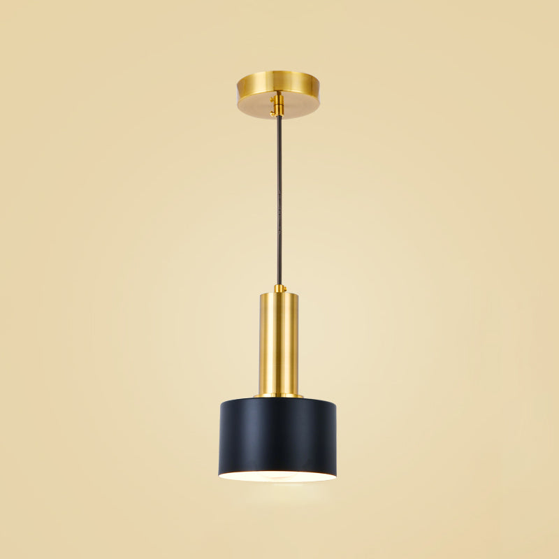 Modern Artistic Cylindrical Pendant Light Electroplate Iron Hanging Lamp for Dining Room