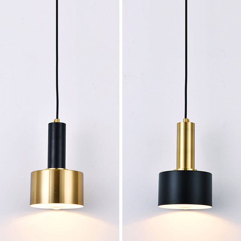 Modern Artistic Cylindrical Pendant Light Electroplate Iron Hanging Lamp for Dining Room