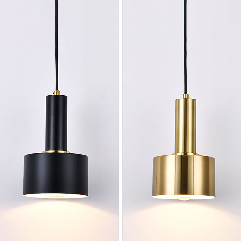 Modern Artistic Cylindrical Pendant Light Electroplate Iron Hanging Lamp for Dining Room