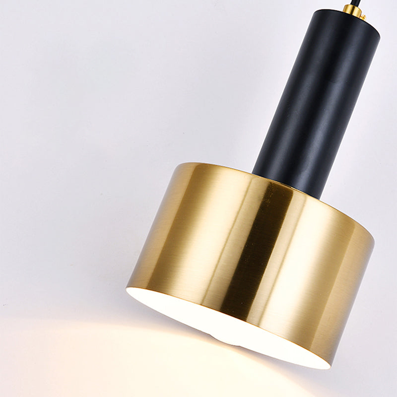 Modern Artistic Cylindrical Pendant Light Electroplate Iron Hanging Lamp for Dining Room