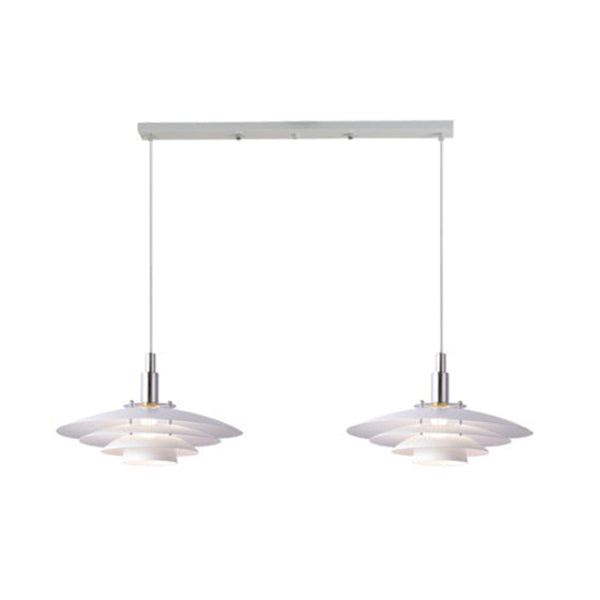 Modern Style Pendant Light Layered White Metal Hanging Lamp for Restaurant Bedroom
