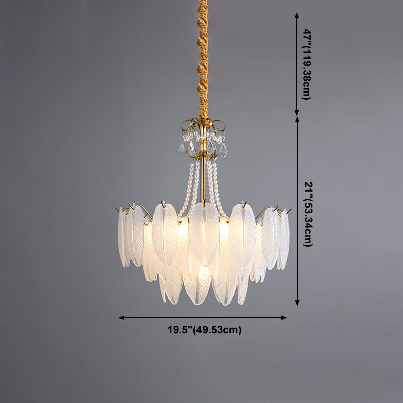 Gold Metal Chandelier Light Fixtures Traditional Multi-Head Feather Hanging Pendant Lamps