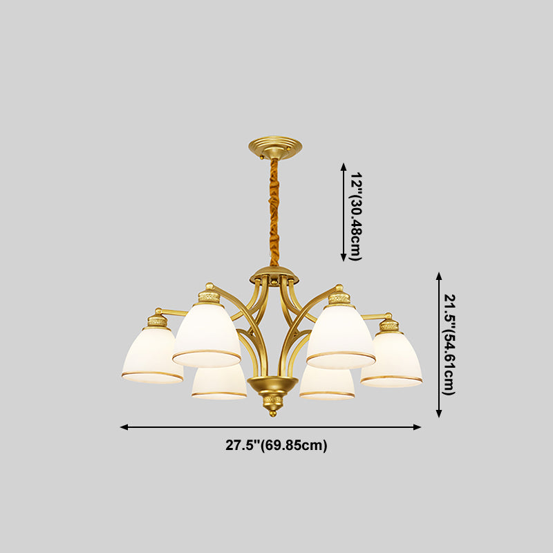 Gold Metal Chandelier Light Fixtures Traditional Multi-Head Hanging Pendant Lamps for Living Room