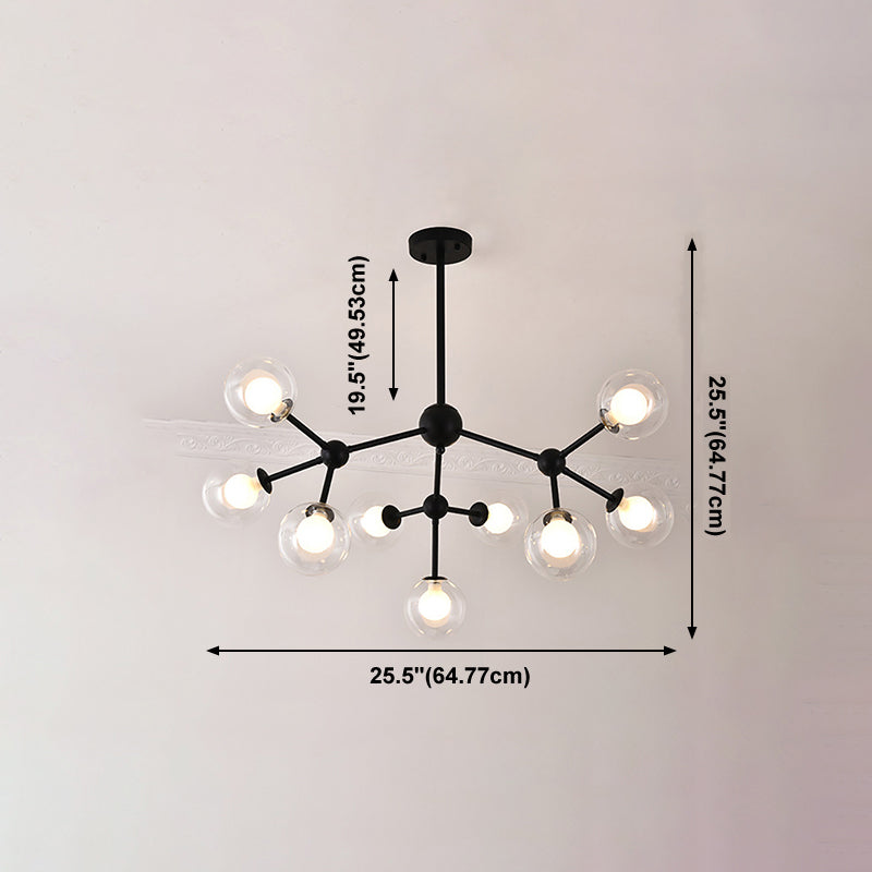 Lampade del lampadario in metallo nero moderno lampade a sospensione a sospensione multipla per soggiorno