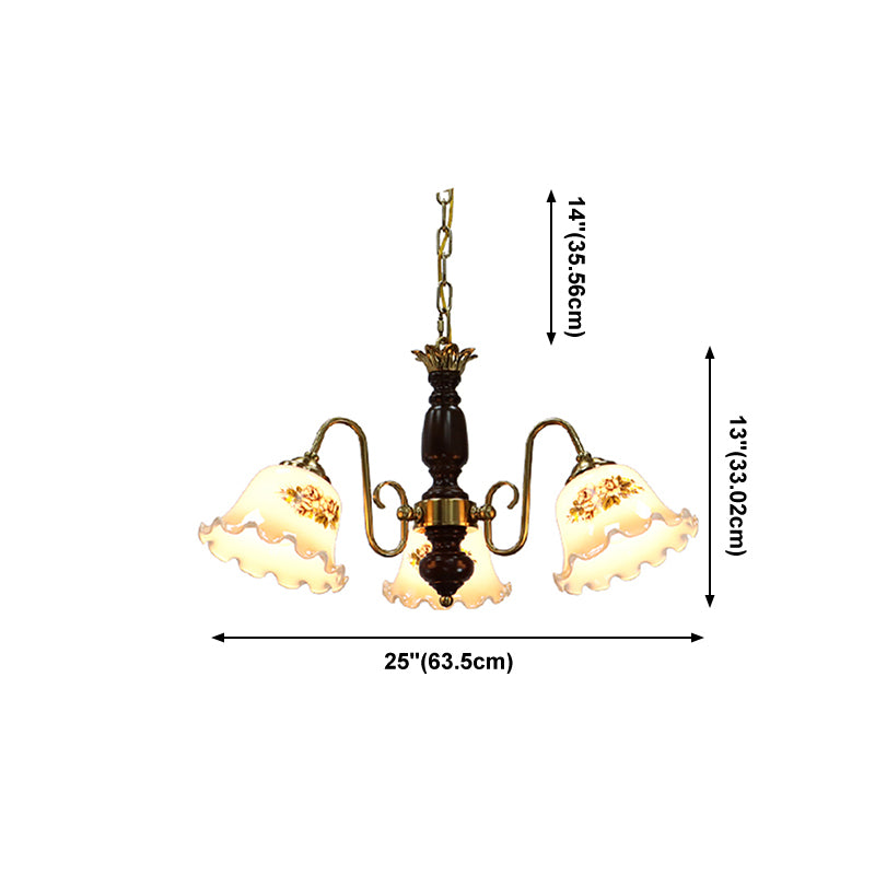 Gold Chandelier Lamp American Multi Light Hanging Light with Wood for Living Room