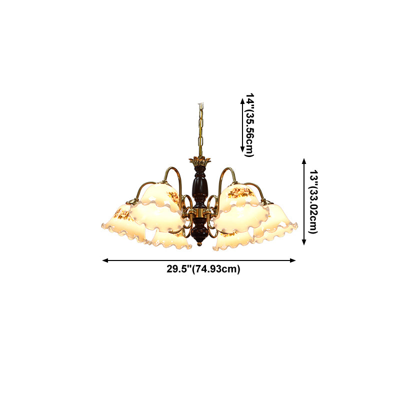 Gold Chandelier Lamp American Multi Light Hanging Light with Wood for Living Room