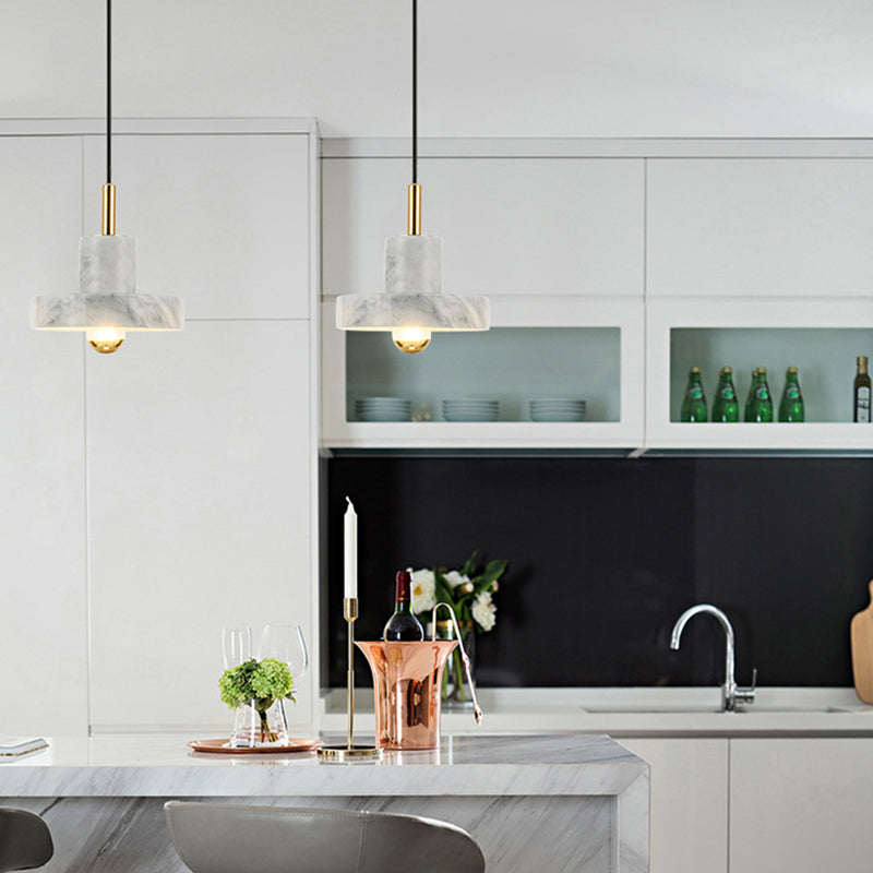 Faut de goutte en forme de grange en marbre Minimaliste d'éclairage en suspension blanc