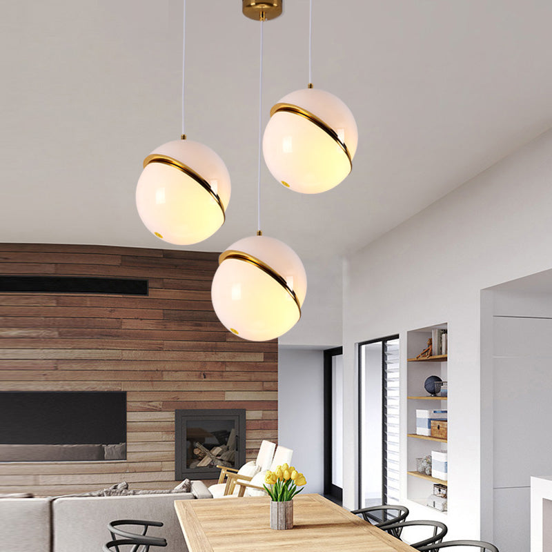 Orbe de style moderne suspendu blanc acrylique 1 tête pendante de tête pour chambre à coucher