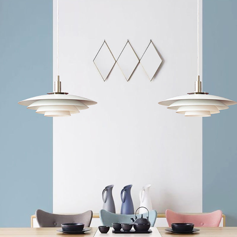 Layered Restaurant Pendant Lamp Metal Single-Bulb Macaron Hanging Light