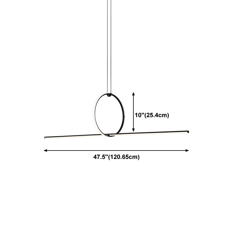 Black Geometrical Island Light Fixture Simple Style LED Metal Island Ceiling Light