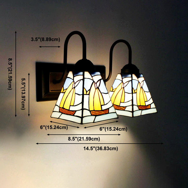 Tiffany Mirror Lamp Fixture European Style Mediterranean Mirror Lamp for Bedroom