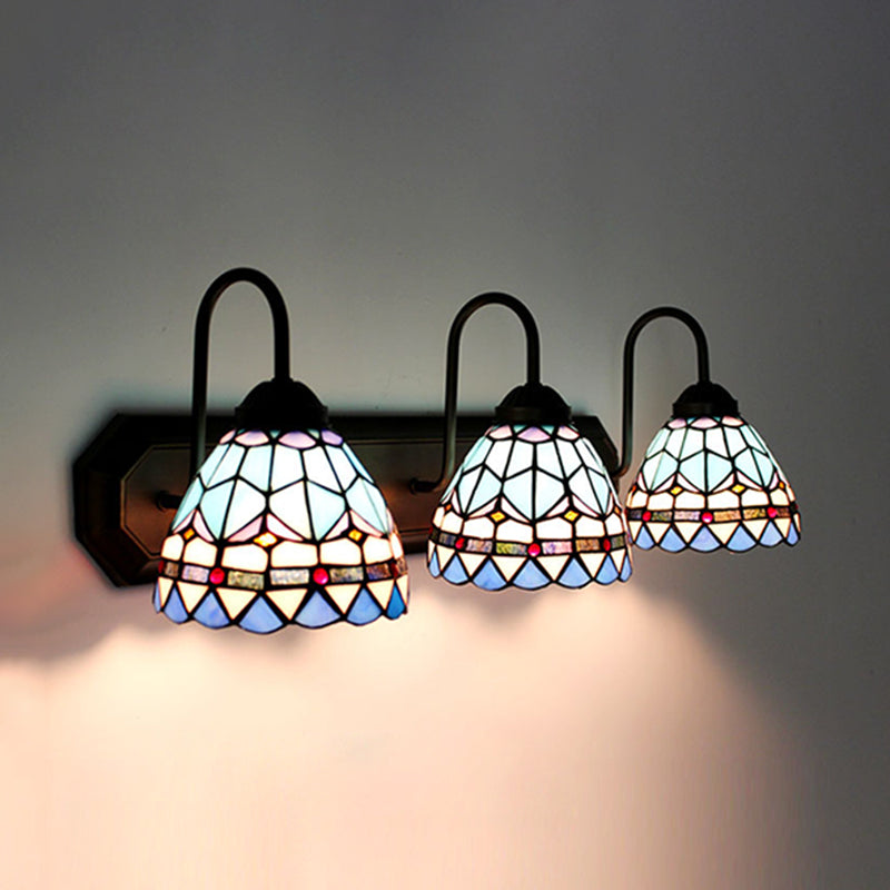 European Style Tiffany Mirror Light Fixture Bedroom Mediterranean Mirror Lamp