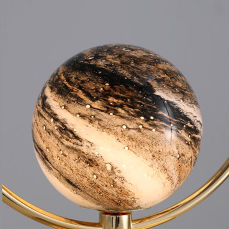 Glass Circle Table Lamp Contemporary Planet Shape Table Lamp for Bedroom