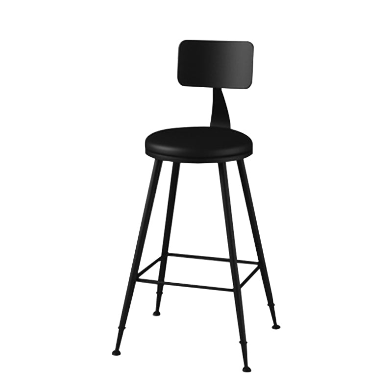 Taburete moderno sin brazos con respaldo, taburete de bar para el hogar de hierro con cojín