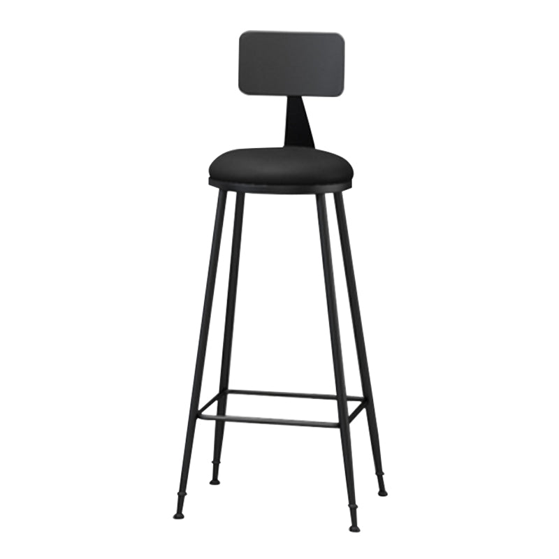 Taburete moderno sin brazos con respaldo, taburete de bar para el hogar de hierro con cojín