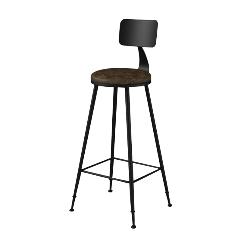Taburete moderno sin brazos con respaldo, taburete de bar para el hogar de hierro con cojín