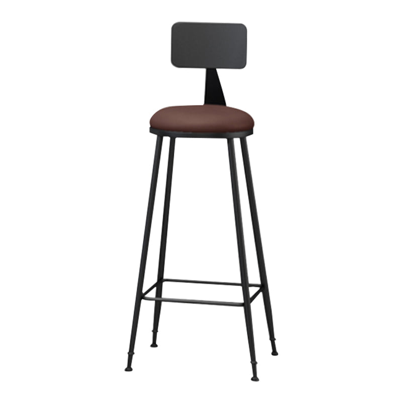 Taburete moderno sin brazos con respaldo, taburete de bar para el hogar de hierro con cojín