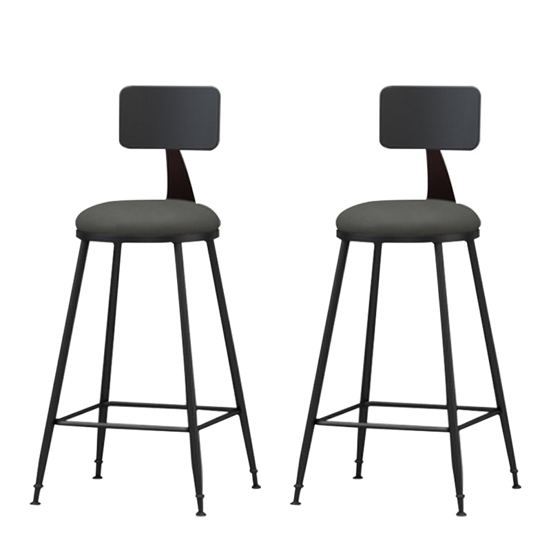 Taburete moderno sin brazos con respaldo, taburete de bar para el hogar de hierro con cojín