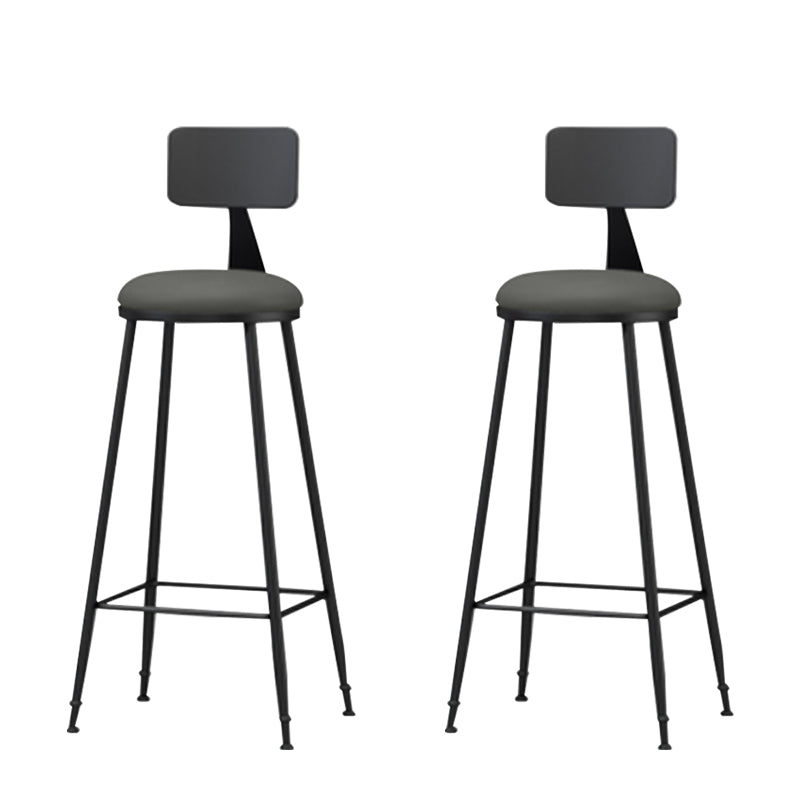 Taburete moderno sin brazos con respaldo, taburete de bar para el hogar de hierro con cojín