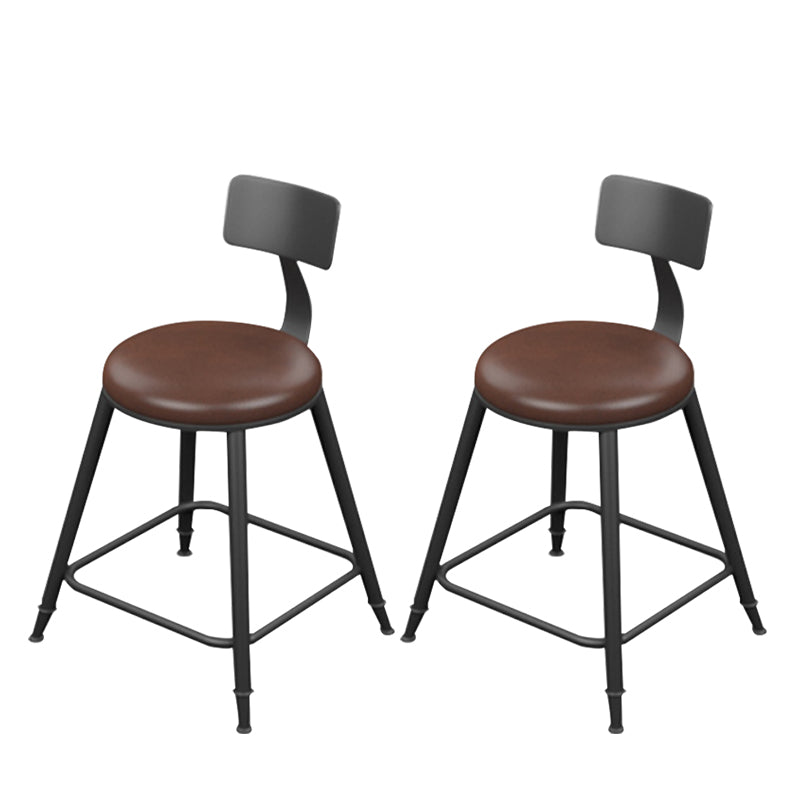 Taburete moderno sin brazos con respaldo, taburete de bar para el hogar de hierro con cojín
