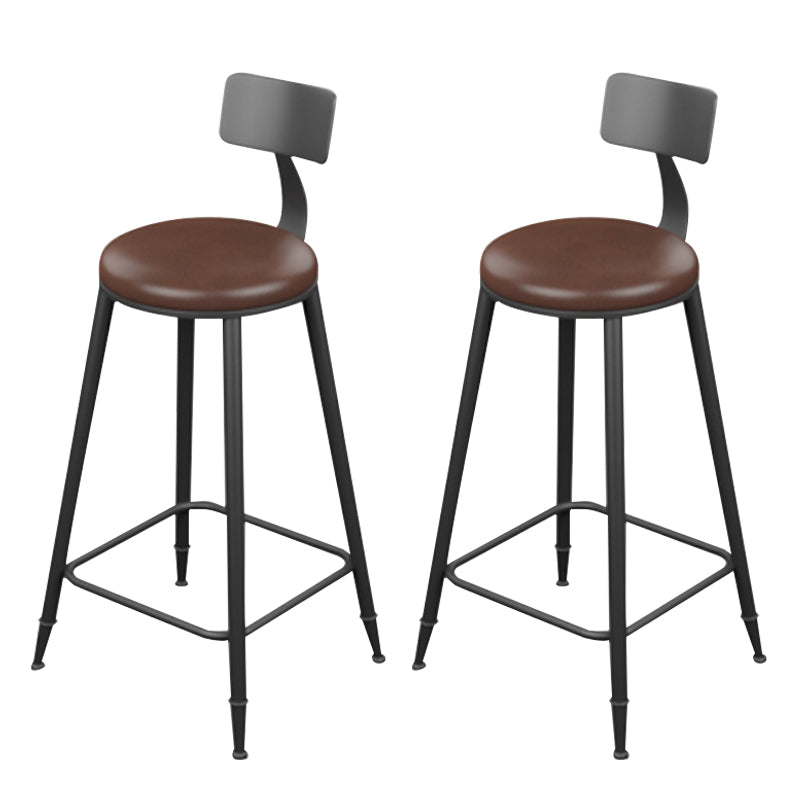 Taburete moderno sin brazos con respaldo, taburete de bar para el hogar de hierro con cojín