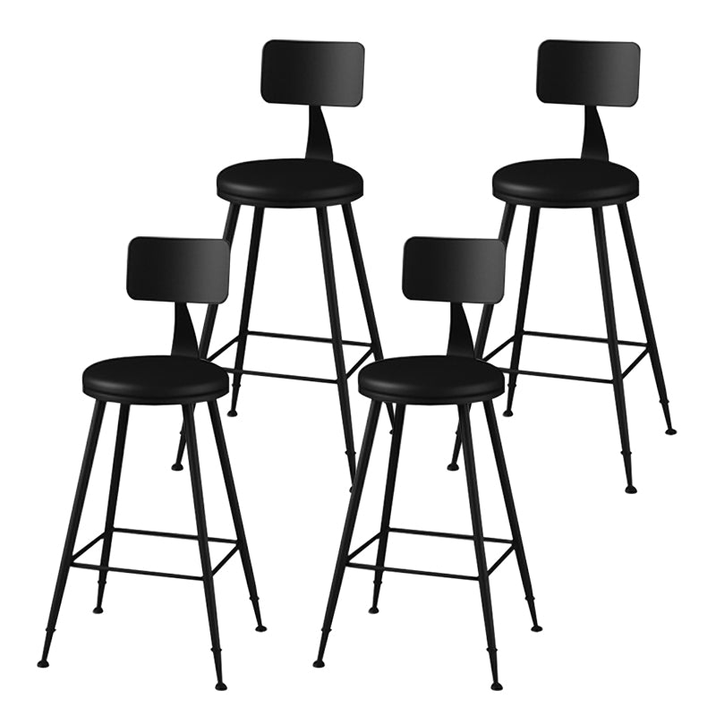 Taburete moderno sin brazos con respaldo, taburete de bar para el hogar de hierro con cojín
