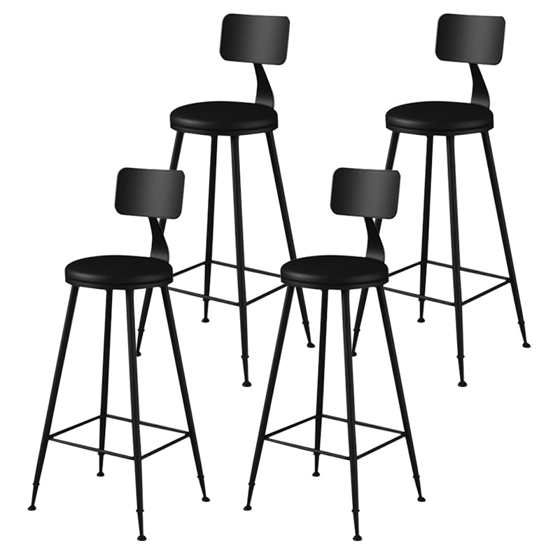 Taburete moderno sin brazos con respaldo, taburete de bar para el hogar de hierro con cojín