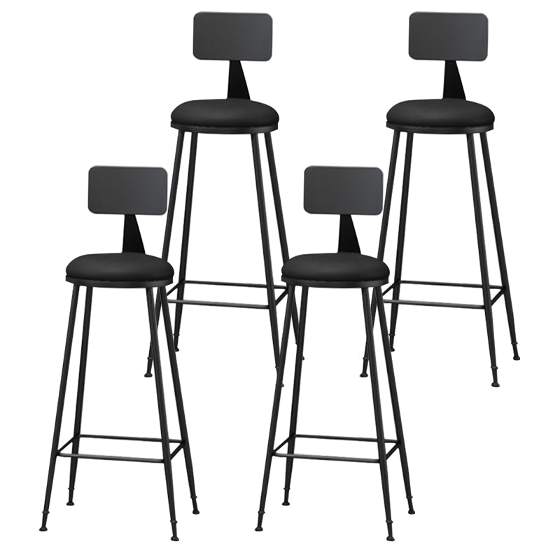 Taburete moderno sin brazos con respaldo, taburete de bar para el hogar de hierro con cojín