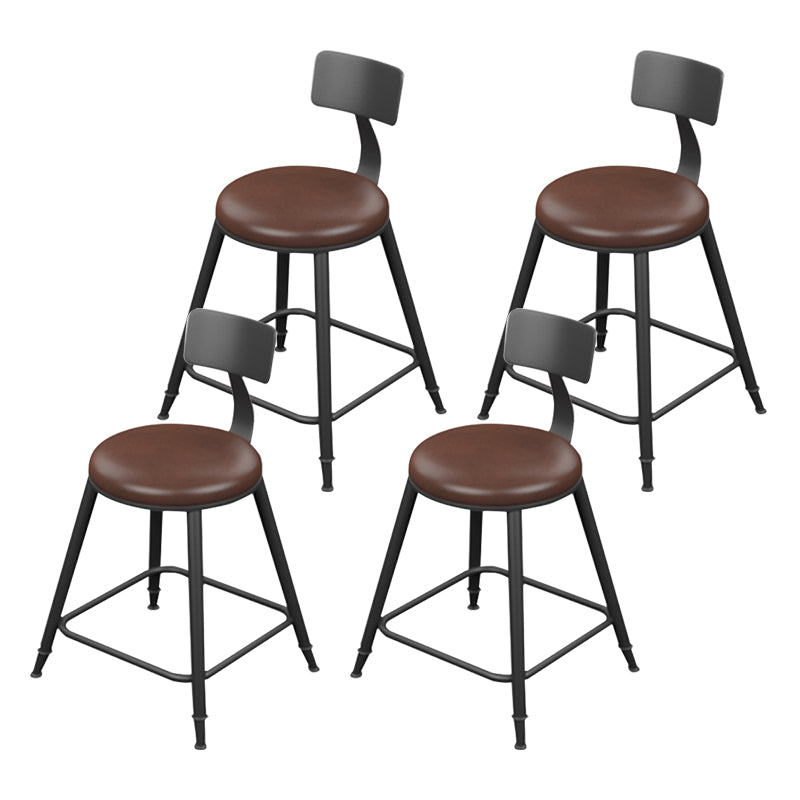 Taburete moderno sin brazos con respaldo, taburete de bar para el hogar de hierro con cojín