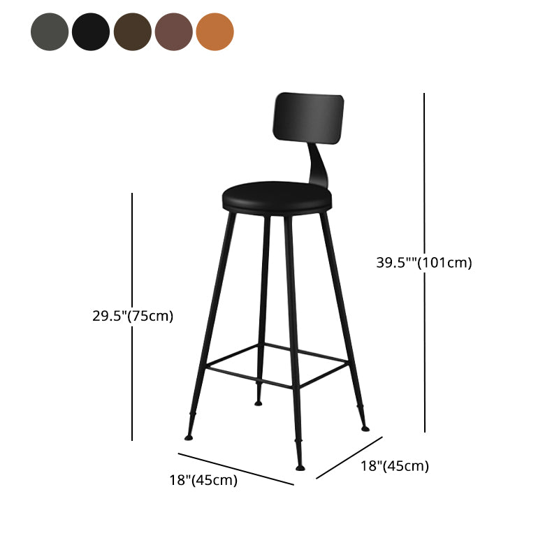 Taburete moderno sin brazos con respaldo, taburete de bar para el hogar de hierro con cojín