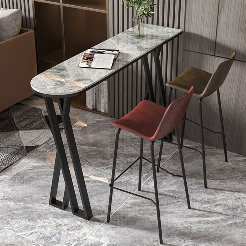 Industrial Style Bar Table Artificial Stone Top 42-inch Height Pub Table for Dining Room